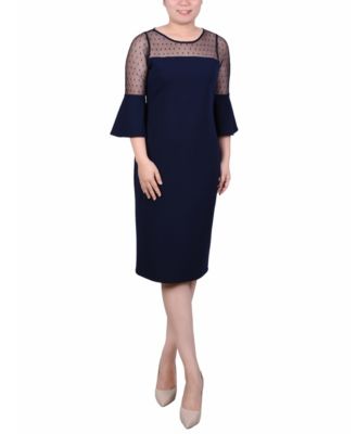 Коллекция Нью-Йорк маленькая иллюзия шеи подводное платье синий