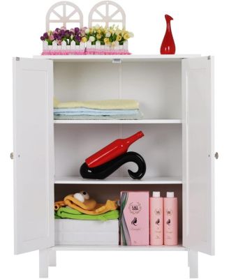 Компактный шкаф для хранения VANIRROR с дверцами и регулируемой полкой - Белая мебель для ванной комнаты для организации нескольких комнат