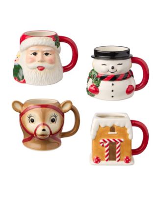 Сертифицированные международные Ретро-рождественские трехмерные кружки Санты, набор из 4-х предметов