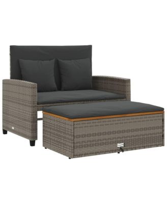 Плетеный диван VidaXL PE, дерево акации, сталь с порошковым покрытием, Средний садовый диван