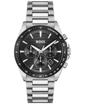 Мужские часы Hugo Boss Strike Quartz Fashion Chrono из нержавеющей стали, серебристые, 41 мм