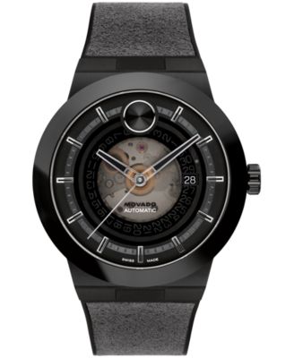 Мужские силиконовые часы Movado Bold Fusion с автоподзаводом Swiss Auto Black, 43,50 мм, черные