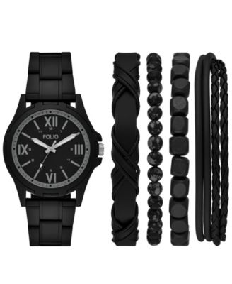 Мужские кварцевые часы Folio с тремя стрелками из черного сплава, 49 мм