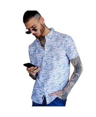 Мужская рубашка Campus Sutra с текстурой белого и синего индиго, текстурированная на ощупь, белого цвета