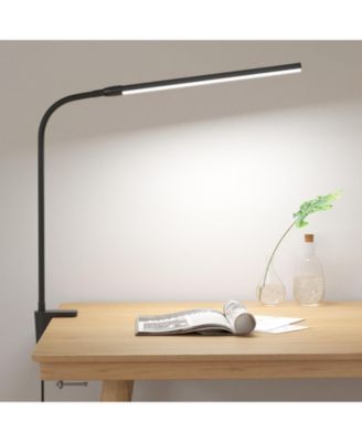 Настольная светодиодная лампа Gooseneck с зажимом на шее, питающаяся от USB, с 3 цветовыми режимами, 10 яркостей, регулируемая на 360 градусов, черный
