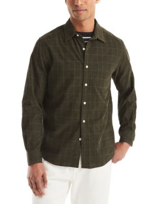 Мужская вельветовая рубашка Dobby в клетку с длинным рукавом Nautica