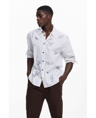 Мужская рубашка в полоску Desigual с иллюстрациями белого цвета