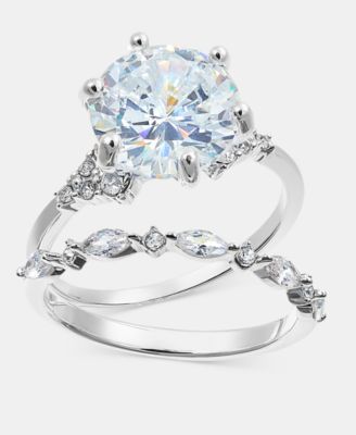 Charter Club, 2 шт. Комплект колец с фианитами и хрусталем, Эксклюзивный серый цвет Macy's