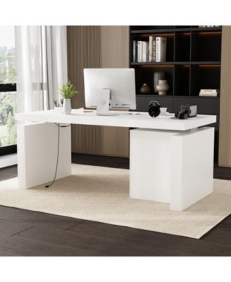 L-образный стол FAMAPY длиной 70,9 дюйма. Стол с регулируемой высотой Эргономичный стол-стойка для домашнего офиса белого цвета с предустановленным контроллером памяти