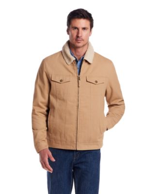 Защищенная от непогоды винтажная мужская куртка дальнобойщика с длинным рукавом и шерп-воротником спереди на молнии