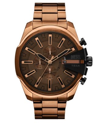 Мужские часы Diesel Mega Chief Slim с кварцевым хронографом, коричневые, из нержавеющей стали, 48 мм