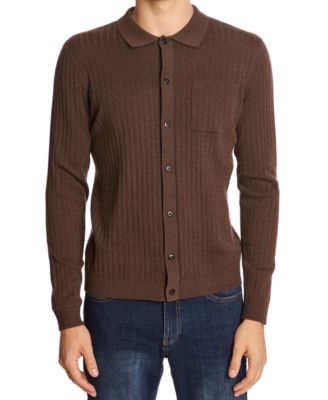 Мужской свитер поло с длинными рукавами и полной планкой в стиле Пейсли и серый