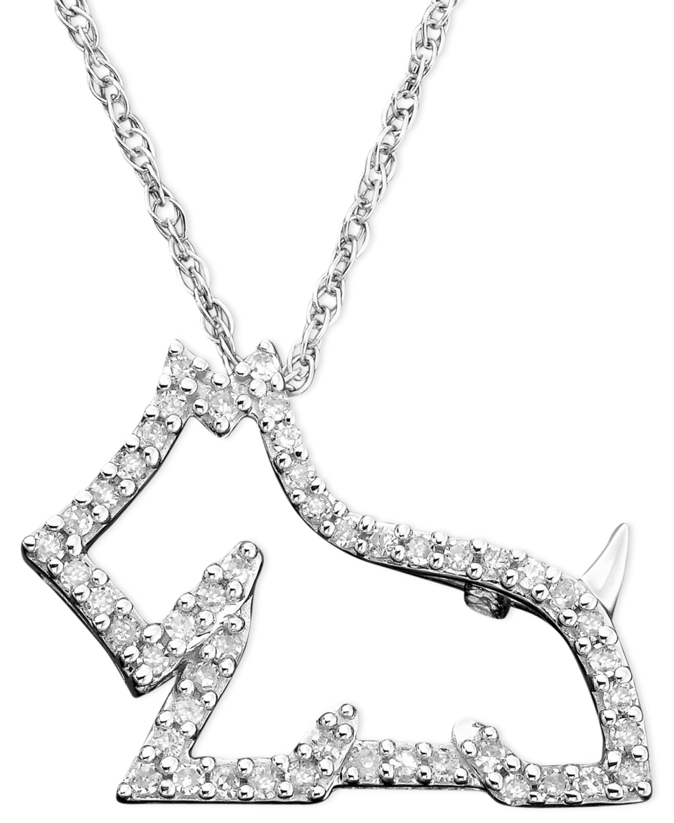 Diamond Necklace, 14k White Gold Dog Diamond Pendant (1/8 ct. t.w