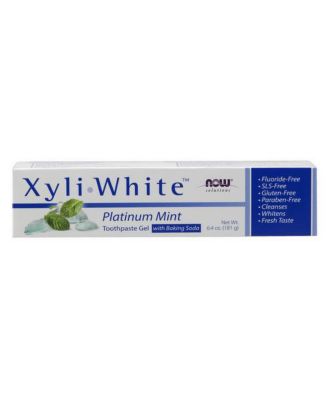 Зубная паста NOW Foods Xyliwhite Platinum Mint с пищевой содой, 6,4 унции, бесцветная
