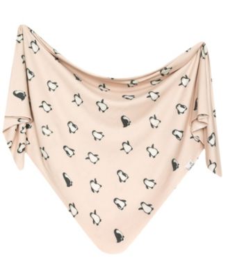 Медно-жемчужное вязаное одеяло с пингвинами для маленьких мальчиков или девочек