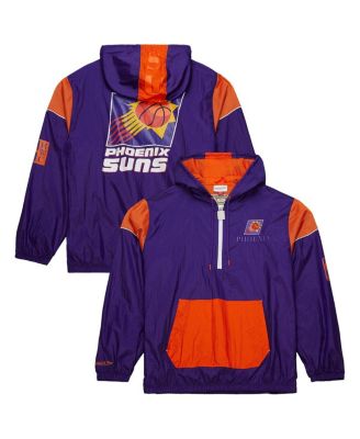 Мужская и женская куртка-ветровка Mitchell & Ness фиолетового цвета Phoenix Suns Hardwood Classics Team OG 3.0 Anorak на молнии до половины длины