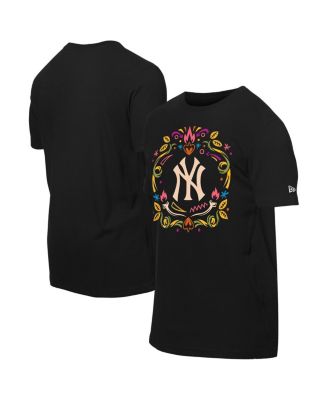 Мужская черная футболка New Era New York Yankees Día de los Muertos большого размера, постиранная после стирки