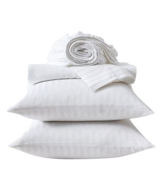 Vera Wang, Однотонный хлопок в полоску Dobby, 290 нитей, 4 шт. Комплект постельного белья, Queen
