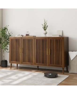 Streamdale Furniture 63-дюймовый буфет из орехового дерева с решетчатыми дверцами