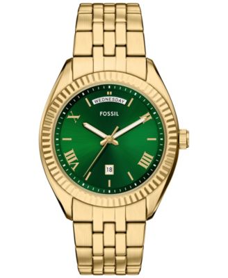 Мужские часы Fossil Campbell с тремя стрелками и датой дня рождения, позолоченные, из нержавеющей стали, 42 мм