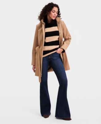 Женский плащ Calvin Klein с капюшоном и поясом спереди на молнии, коричневый