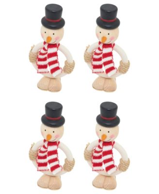 Кольцо для салфеток Saro Lifestyle Frosty Smiles в виде снеговика, набор из 4 штук