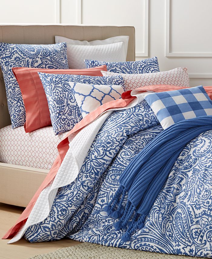 Charter Club Paisley Denim Twin Comforter Set, Created for Macy's