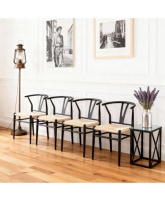 Streamdale Furniture Средневековое кресло Wesborn Y-образной формы с плетеным сиденьем, комплект из 4 предметов