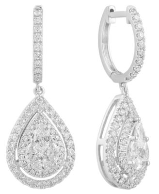 Серьги EFFY Collection Diamond Drop 1,12″ 14k белое золото