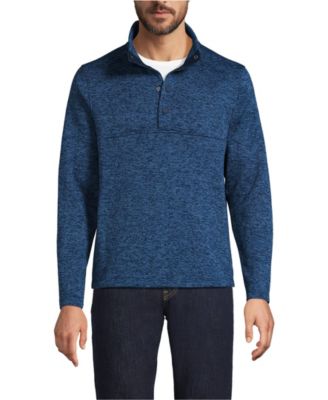 Мужской свитер Lands' End, флисовый пуловер с круглым вырезом и застежкой на молнию