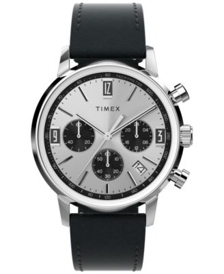 Мужские часы Timex с хронографом из черной кожи, 40 мм