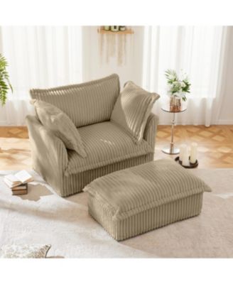 Комплект кресел из верблюжьего вельвета Streamdale Furniture с пуфиком