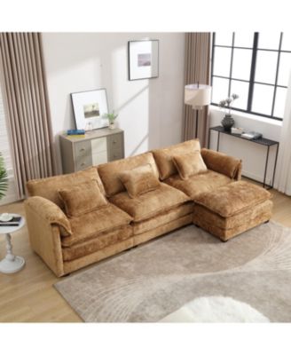 Мебель Streamdale Furniture Большой секционный диван Cloud, современная синельная Г-образная форма, пуфик и пена с эффектом памяти