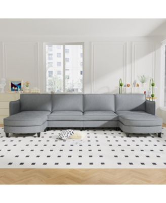 Streamdale Furniture 141.5" U-образный диван-кушетка с пуфиком и карманами
