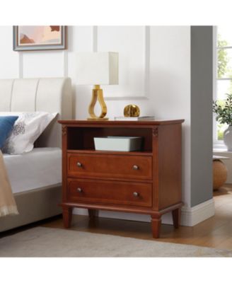 Тумбочка Streamdale Furniture с зарядной станцией и выдвижными ящиками коричневого цвета