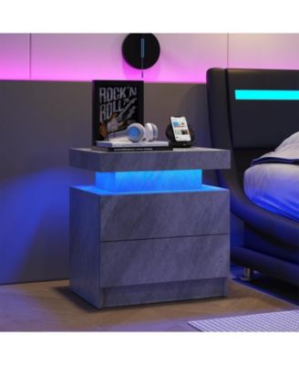 Светодиодная тумбочка Streamdale Furniture Прикроватная тумбочка с 2 выдвижными ящиками