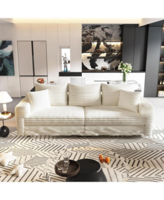 Плюшевый вельветовый 3-местный диван Streamdale Furniture Cloud Couch Бежевый