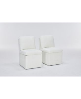 Обеденный стул Streamdale Furniture из льна цвета слоновой кости с колесиками и местом для хранения (комплект из 2 предметов)