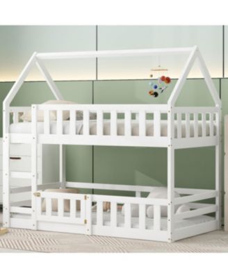 Двухъярусная кровать Streamdale Twin over Twin House с ограждением и дверью, белая