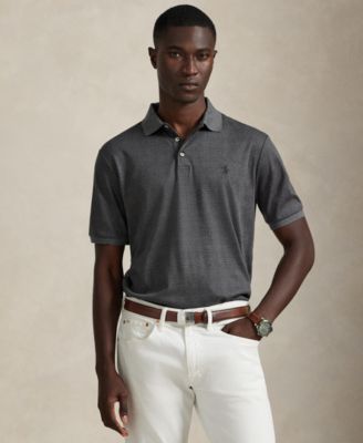 Мужская рубашка поло Polo Ralph Lauren в клетку Glen серого цвета