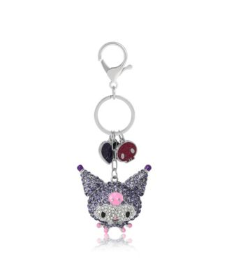 Брелок из хрусталя Hello Kitty Sanrio Kuromi с подвесками в виде черепа и сердца серебристый