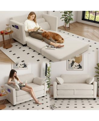 Раскладной вельветовый диван-кровать Streamdale Furniture 2-в-1, 2-местное спальное место-раскладушка с местом для хранения вещей