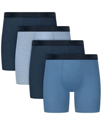 Мужские трусы-боксеры Hanes Ultimate, синие, 4 штуки