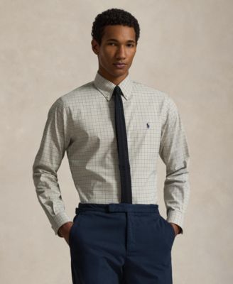 Мужская рубашка Polo Ralph Lauren классического кроя для выступлений коричнево-бежевого цвета