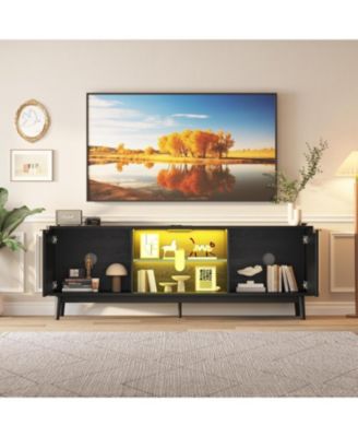 Gaomon 63 - Современная подставка для телевизора с местом для хранения, регулируемой полкой, розеткой питания и USB-портами - Развлекательный центр для гостиной