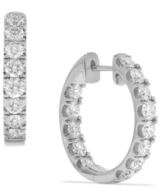 Серьги-кольца Macy's, бриллианты 1,5 кт, 14k золото, золотые