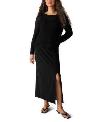 Женская макси-юбка Eileen Fisher с разрезом по бокам, черного цвета обычного и большого размера