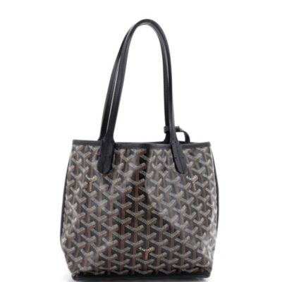 Бывшая в употреблении реверсивная сумка Goyard Mini Anjou из холста с покрытием черного цвета