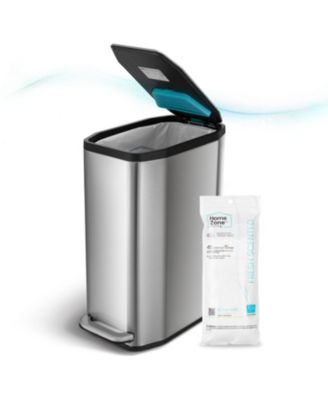 Кухонное мусорное ведро Home Zone Living объемом 13 галлонов из нержавеющей стали с системой контроля запаха Clean Aura и мягко закрывающейся крышкой