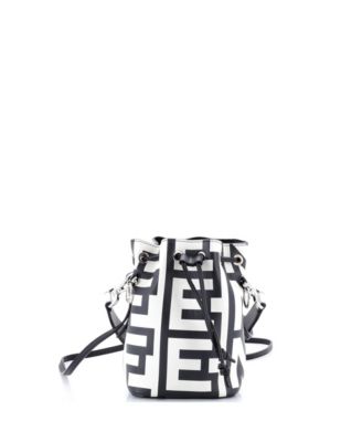 Бывшая в употреблении сумка-ведро Fendi Mini x Marc Jacobs Mon Tresor из черной кожи с принтом